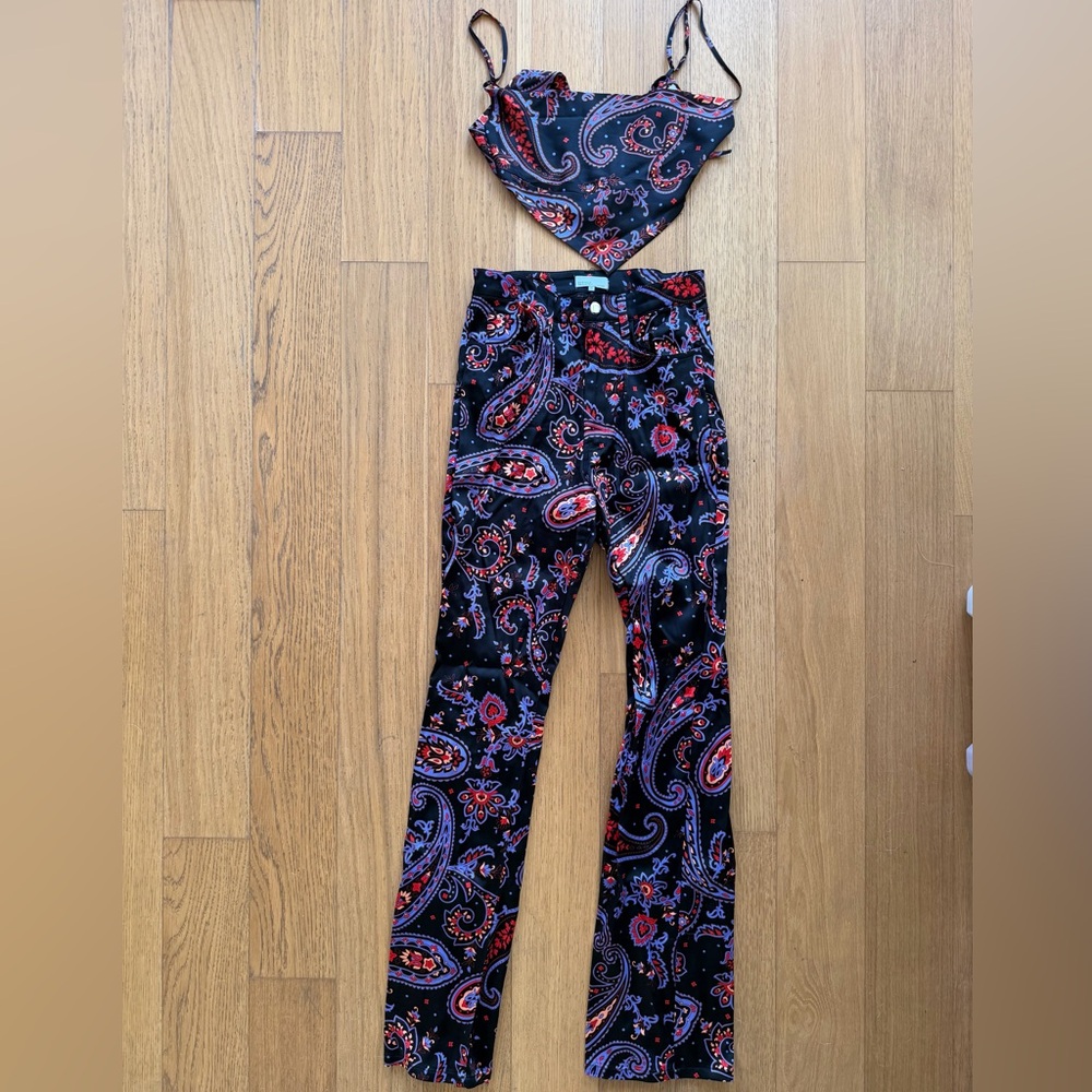 Dainelle Bernstein By WeWoreWhat Ankle Flare Paisley Pant & Bandeau Top set